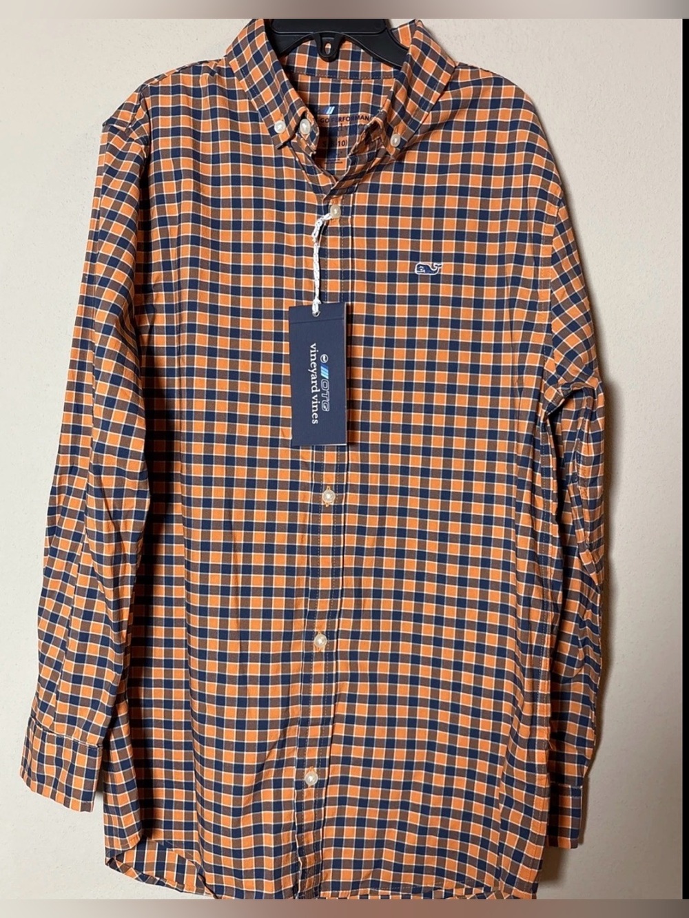 Vineyard Vines Boys On The Go Brrr Performance L/S Button Down Shirt Sz Small